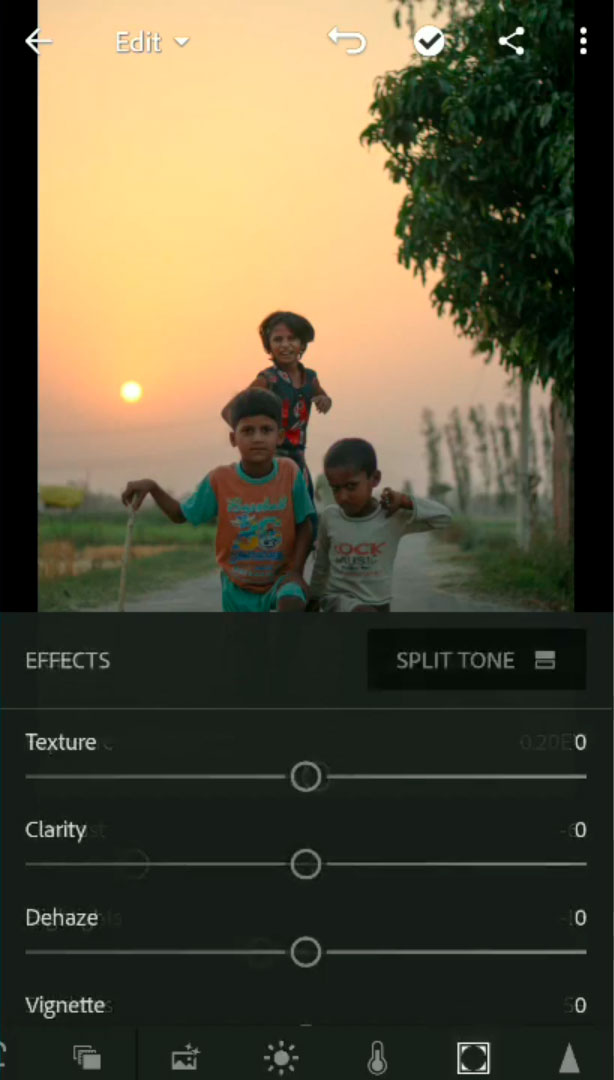 Remove shadows from the face in the Lightroom app..