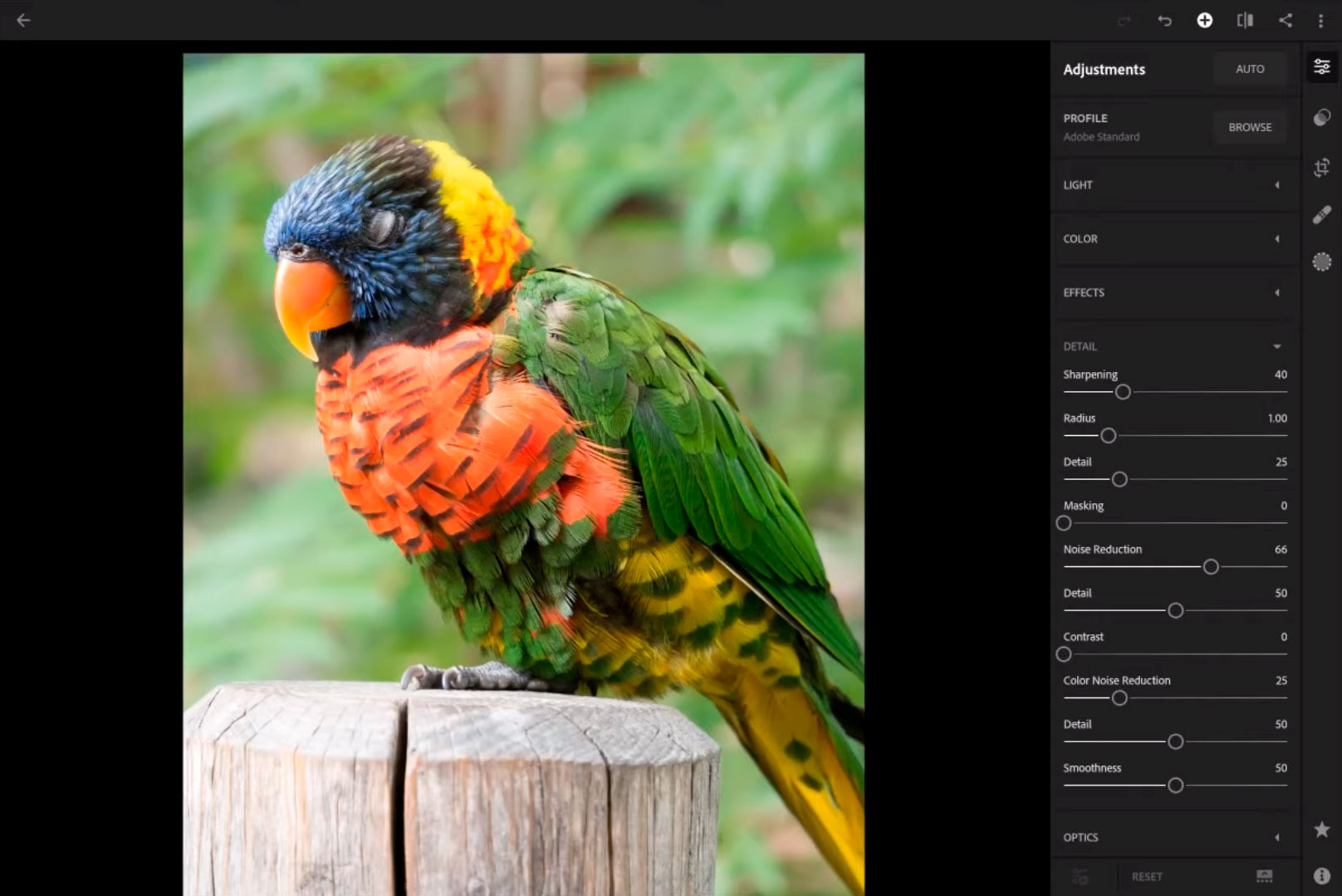 Fix grainy photos in Lightroom mobile app..